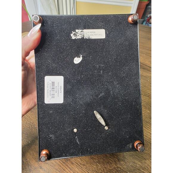 Black Lacquered Jewelry Box Iris Floral Musical Lined Mirror Japan - Works - Picture 16 of 16